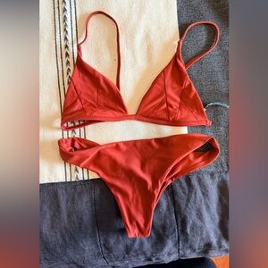 Stone Fox Swim Rust Red Triangle Bikini Set